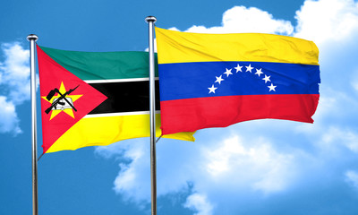 Mozambique flag with Venezuela flag, 3D rendering