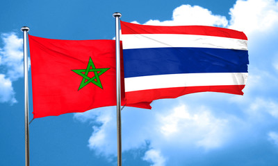 Morocco flag with Thailand flag, 3D rendering