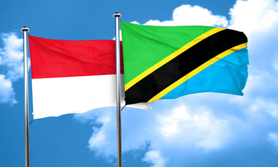 monaco flag with Tanzania flag, 3D rendering