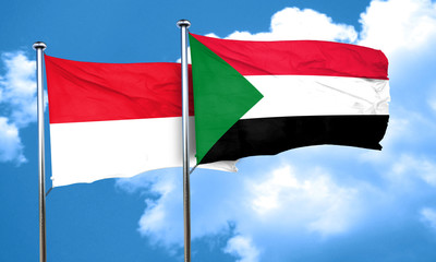 monaco flag with Sudan flag, 3D rendering