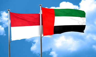 Fototapeta na wymiar monaco flag with UAE flag, 3D rendering
