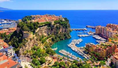Abwaschbare Fototapete Europäische Orte Prinzenpalast und Altstadt von Monaco, Frankreich