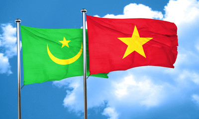 Mauritania flag with Vietnam flag, 3D rendering