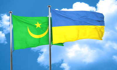 Mauritania flag with Ukraine flag, 3D rendering