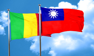 Mali flag with Taiwan flag, 3D rendering