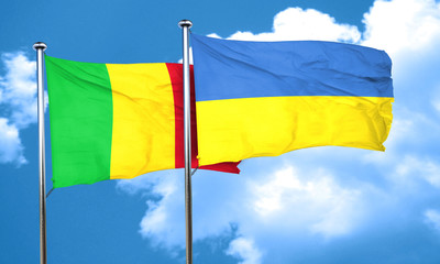 Mali flag with Ukraine flag, 3D rendering