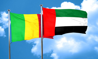 Mali flag with UAE flag, 3D rendering