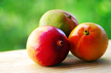 Three ripe tropical fruit mango