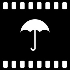 Flat paper cut style icon of umbrella