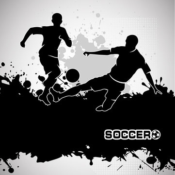 Football match, kick a ball,  composition grunge style