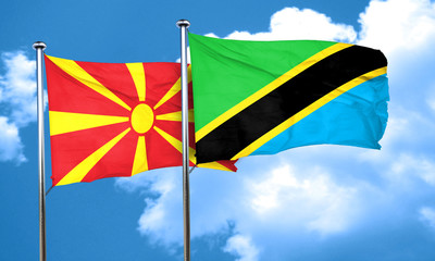 Macedonia flag with Tanzania flag, 3D rendering