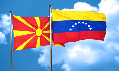 Macedonia flag with Venezuela flag, 3D rendering