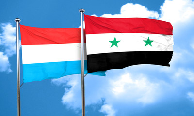 Luxembourg flag with Syria flag, 3D rendering