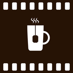 Flat paper cut style icon of hot tea cup