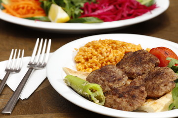 grilled meat and salad