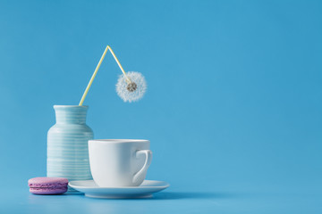 Dandelion flowers on table