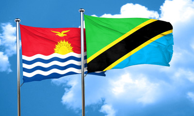 Kiribati flag with Tanzania flag, 3D rendering