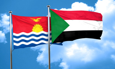 Fototapeta na wymiar Kiribati flag with Sudan flag, 3D rendering