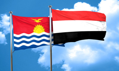Kiribati flag with Yemen flag, 3D rendering