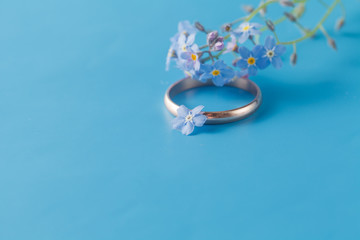 engagement ring with forget-me-not / Romantic scene