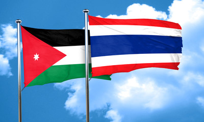 Jordan flag with Thailand flag, 3D rendering
