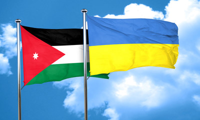 Jordan flag with Ukraine flag, 3D rendering