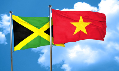 Jamaica flag with Vietnam flag, 3D rendering