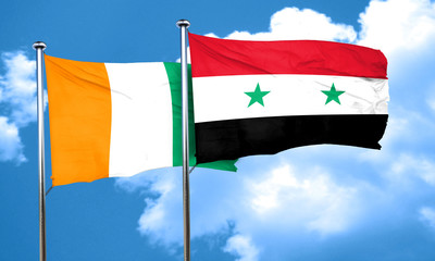 Ivory coast flag with Syria flag, 3D rendering