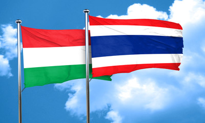 Hungary flag with Thailand flag, 3D rendering