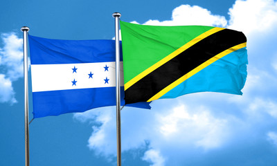 Honduras flag with Tanzania flag, 3D rendering