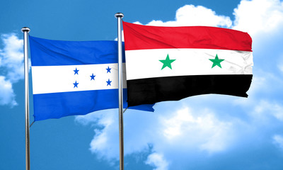 Honduras flag with Syria flag, 3D rendering