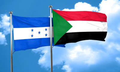 Honduras flag with Sudan flag, 3D rendering