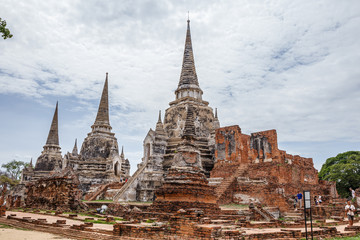 Fototapeta premium Wat Sri Sanphet landmark cultural organization UNESCO, which was registered as a World Heritage Ayutthaya, Thailand.