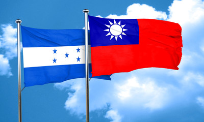 Honduras flag with Taiwan flag, 3D rendering