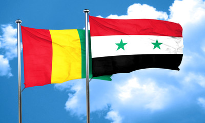 Guinea flag with Syria flag, 3D rendering