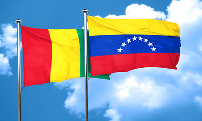 Guinea flag with Venezuela flag, 3D rendering
