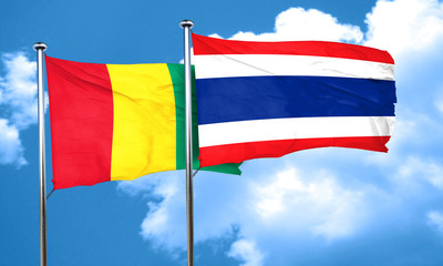 Guinea flag with Thailand flag, 3D rendering