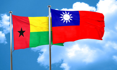Guinea bissau flag with Taiwan flag, 3D rendering