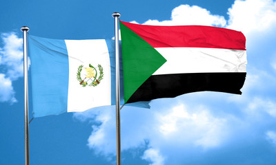 guatemala flag with Sudan flag, 3D rendering