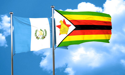 guatemala flag with Zimbabwe flag, 3D rendering