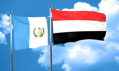 guatemala flag with Yemen flag, 3D rendering