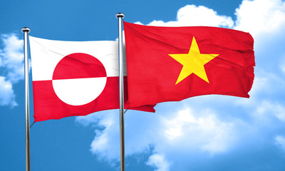 greenland flag with Vietnam flag, 3D rendering