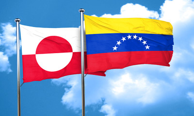 greenland flag with Venezuela flag, 3D rendering