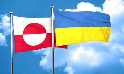 greenland flag with Ukraine flag, 3D rendering