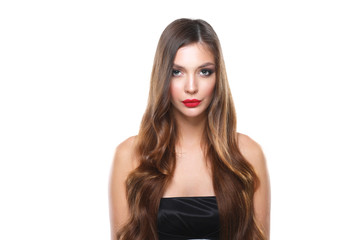 Fototapeta premium Portrait of beautiful young woman . Isolated on white background