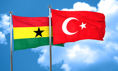 Ghana flag with Turkey flag, 3D rendering