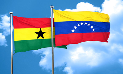 Ghana flag with Venezuela flag, 3D rendering