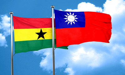 Ghana flag with Taiwan flag, 3D rendering