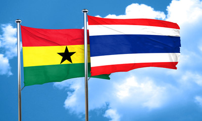Ghana flag with Thailand flag, 3D rendering