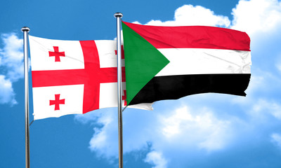 Georgia flag with Sudan flag, 3D rendering